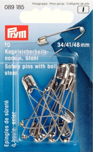 089185 - Safety Pins with ball HT 1-3 silver col 34/41/48 mm