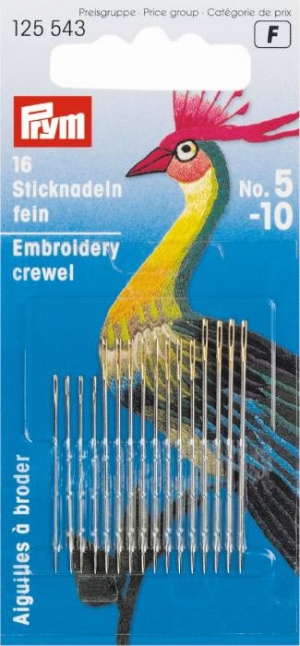 125543 - Fine embroidery needles HT 5-10 si-col with gold eye ass.