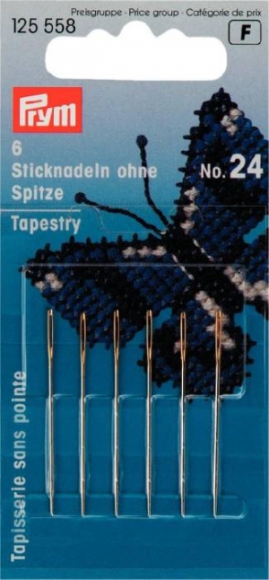125558 - Embroidery Needles Tapestry blunt pt. No. 24 si-col gold eye 0.80x37mm