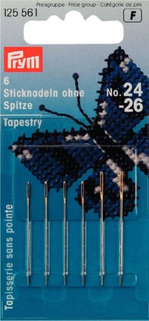 125561 - Embroidery Needles Tapestry blunt pt. No. 24-26 si-col gold eye ass.
