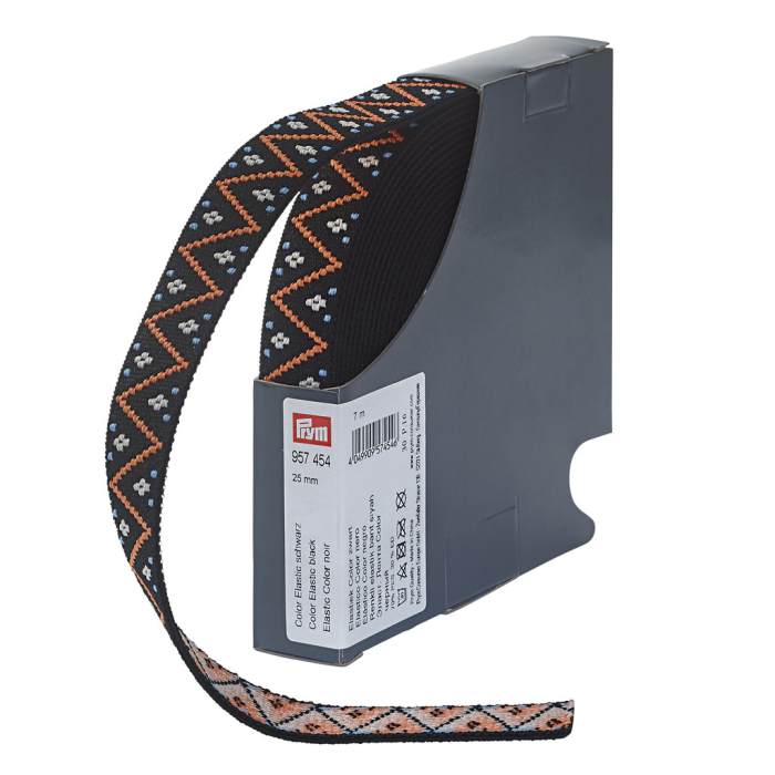 957454 - Color Elastic 25 mm zig-zag black