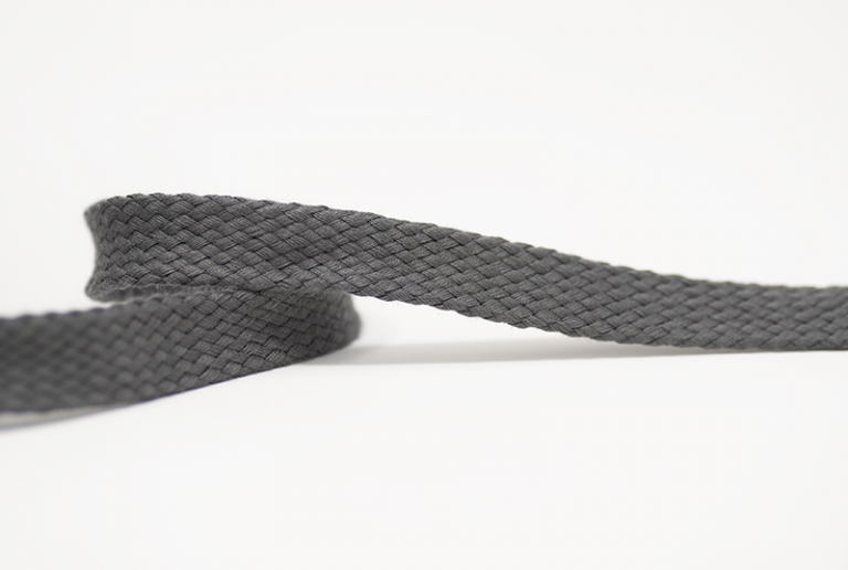 dcs14grey 14mm flat, tubular drawstring tape, 100 cotton