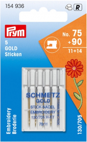 154936 - Sewing machine needle GOLD Embroidery 75+90