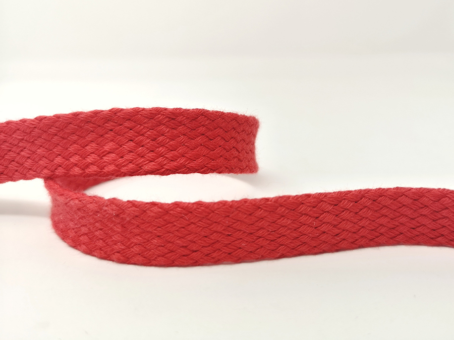 dcs14-red - 14mm flat, tubular drawstring tape, 100% cotton