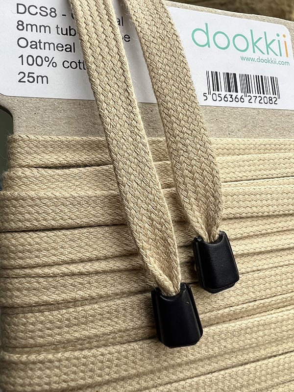 dcs8-oatmeal, 8mm flat, tubular drawstring tape, 100% cotton-oatmeal - Image 2
