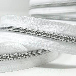 s7-150con-white-silver - no.5 (6mm) deluxe zip x 150m