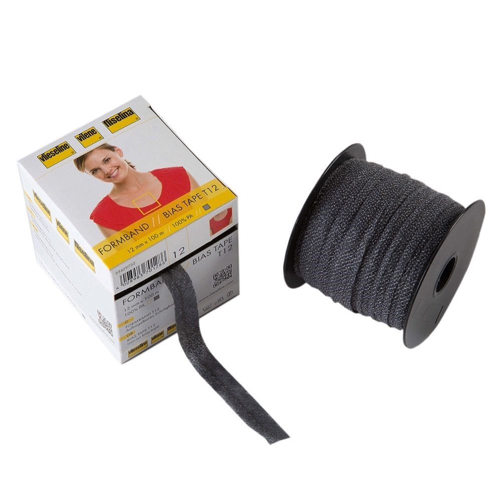 T12 FORMBAND - bias tape charcoal
