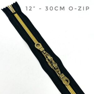 ozip12-black-brass, 12"/30cm 'O Zip'