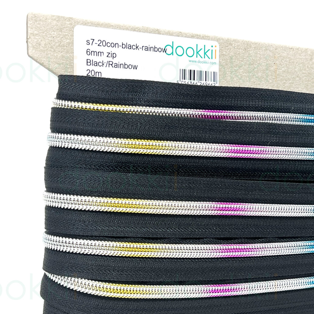 s720conblackrainbow zip by the metre