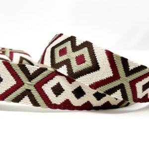 dw1974-35, 38mm tribal webbing, burgundy/khaki/ecru