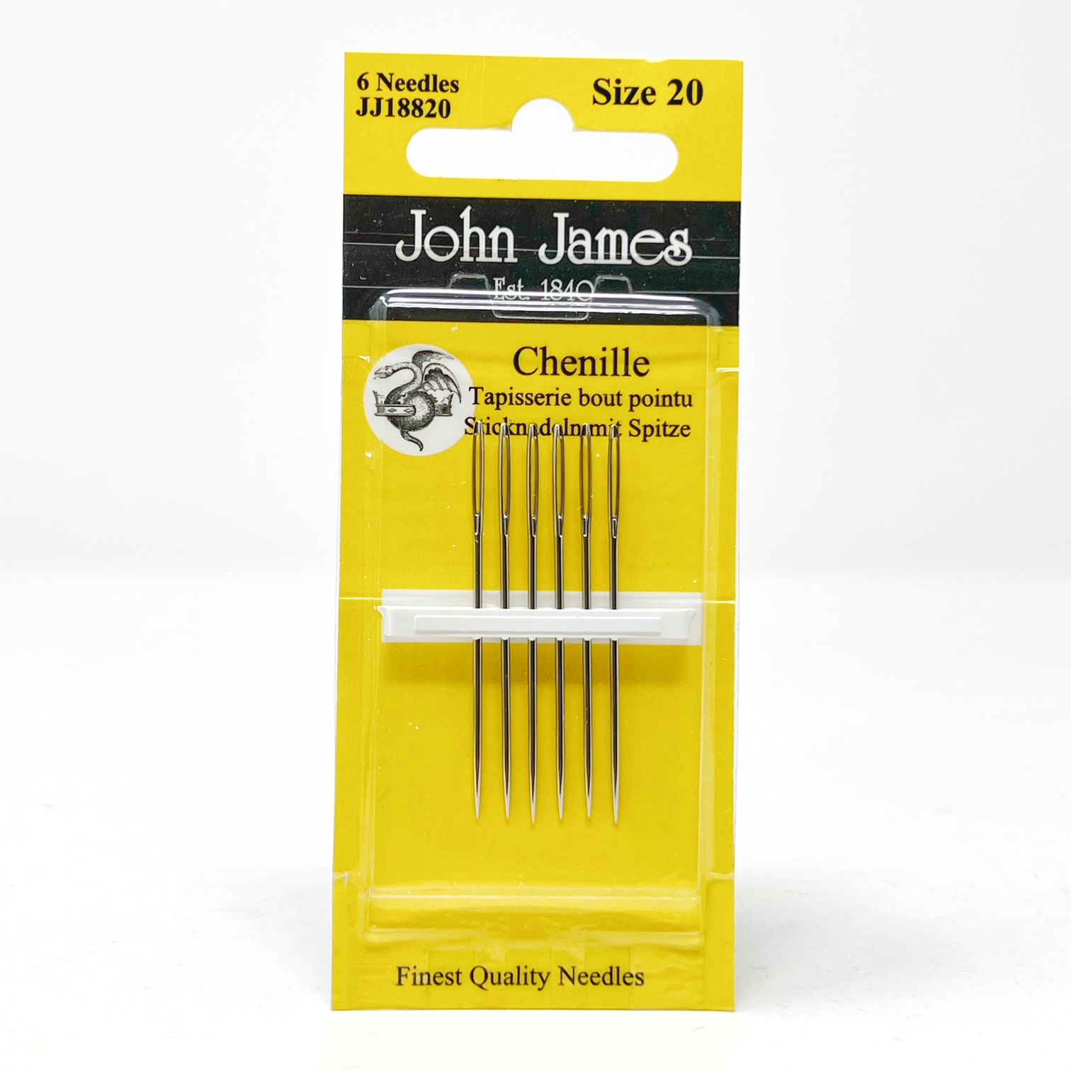 JJ18820E John James size 20, chenille needles. 10 cards