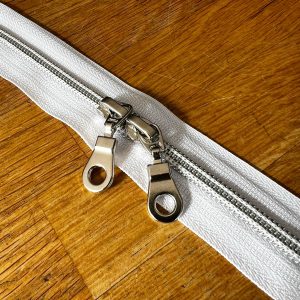 ozip12-'O zip' with double slider, white-silver, 12" / 30cm