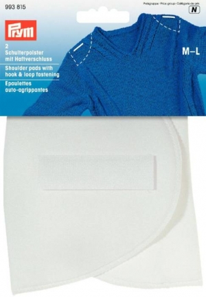 993815 - Shoulder pads Set-in with hook and loop fastening white M-L